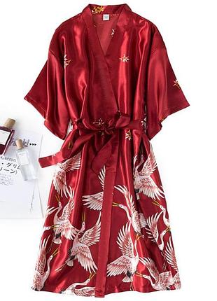 ⭐⭐⭐⭐⭐ 
атласний халат з лелеками a22234