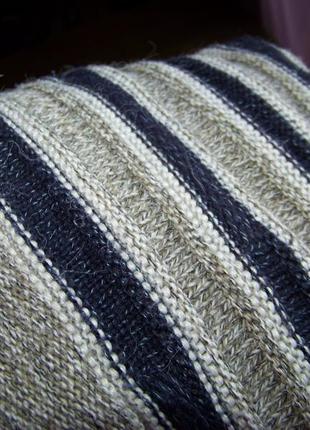 Плотный полосатый шерстяной серо-синий свитер bound лм5 фото