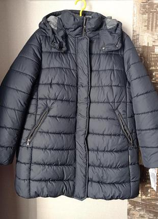 Женская, зимняя, стеганая куртка, цвет темно-синий, размер 52-54