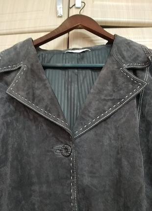 Кожаный удлиненный пиджак полупальто4 фото