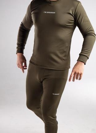 Термобелье i'm ukrainian н3055 флисовый начес комплект брюки и кофта мужской -20°с хаки2 фото