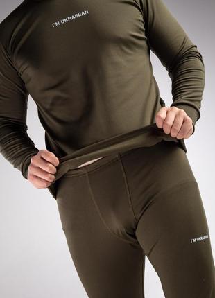 Термобелье i'm ukrainian н3055 флисовый начес комплект брюки и кофта мужской -20°с хаки3 фото
