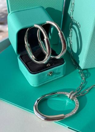 Новинка !!! брендовый комплект серьги , подвеска в стиле tiffany&co (тиффани)♥️