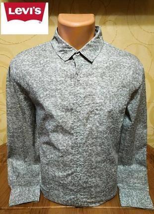 Стильная меланжевая рубашка из фактурного хлопка американского бренда levi's.