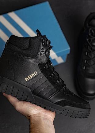 Мужские зимние ботинки adidas black leather