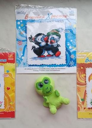 Вишивка хрестиком, схема. білочка, пінгвіни, каченята. нова.