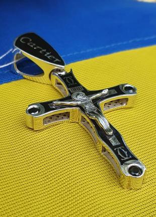 Крест с эмалью из серебра2 фото