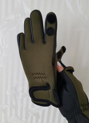 Рибацькі неопренові  тактичні перчатки рукавиці5 фото