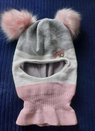 Зимова шапка шолом для дівчинки