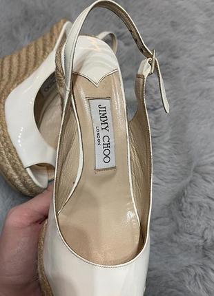 Jimmy choo original оригинал босоножки на танкетке лак кожа лодочки4 фото