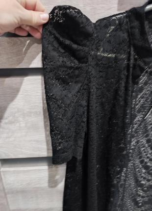 Черная гепюровая новая блуза8 фото