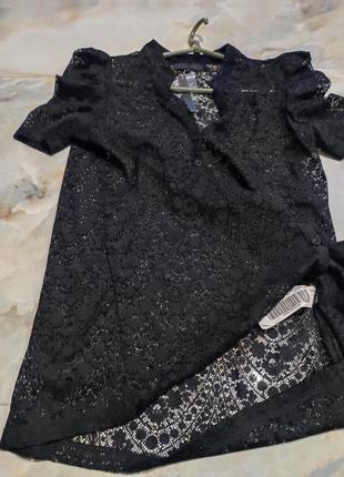 Черная гепюровая новая блуза3 фото