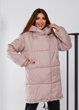 Тепла зимова дута куртка-пальто з капюшоном, жіноча куртка на зиму на силікон 200