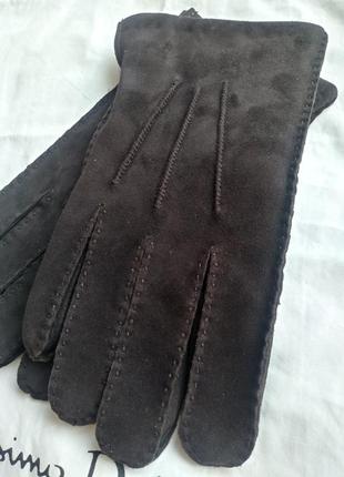 Кожаные замшевые мужские перчатки massimo dutti2 фото
