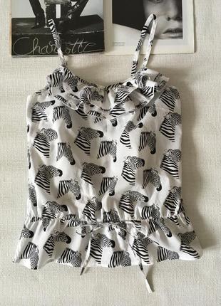 Блуза -топ принт зебра 🦓 на тонких бретелях xs-s