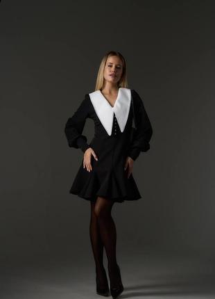 Плаття — міні сукня коротке, вечірнє, коктейльне, ошатне на новорічний корпоратив, чорне4 фото