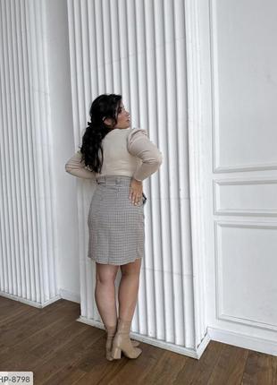 Юбка женская короткая классическая деловая приталенная с завышенной талией больших размеров 50-56 арт 8993 фото