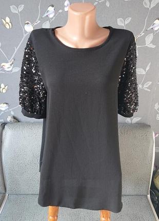 Красивая черная блуза  р.46/48 блузка кофточка кофта2 фото