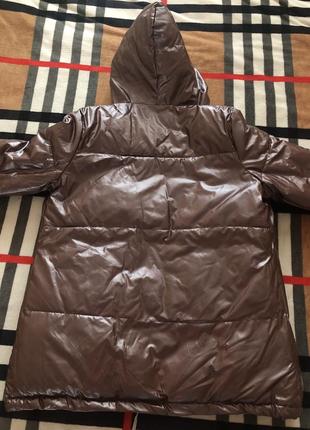 Зимняя двусторонняя куртка зефирка золото-коричневого цвета🤤9 фото