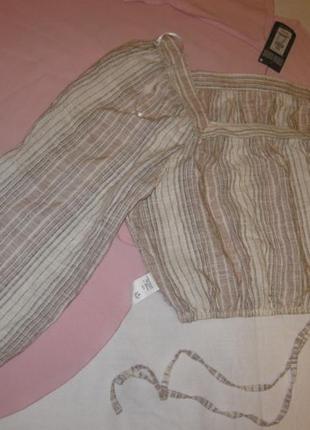 Легкий нарядный короткий топ блуза длинный рукав primark 16uk большой размер на большую грудь2 фото