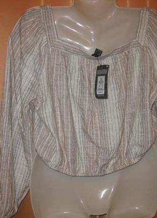 Легкий нарядный короткий топ блуза длинный рукав primark 16uk большой размер на большую грудь10 фото