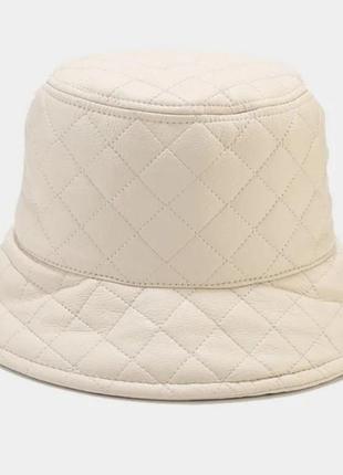 Теплая панама, эко кожа, в клетку, шляпа, шапка, стеганая, водоотталкивающая, прошитая 2024