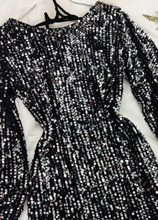 Чорне плаття в сріблясті паєтки з відкритою спинкою pull&bear2 фото