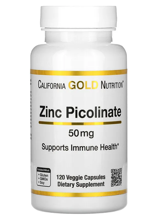 California gold nutrition, піколінат цинку, 50 мг, 120 рослинних капсул