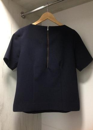 Cos темно-синяя блуза топ с коротким рукавом футболка из костюмной ткани2 фото
