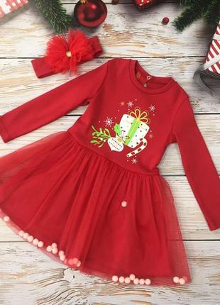 Сукня плаття новорічне червоне з повʼязкою