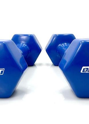 Гантель для фитнеса 5.0 кг easyfit с виниловым покрытием синяя2 фото