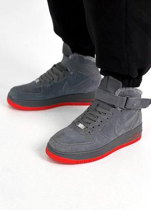 Nike air force 1 high silver red6 фото