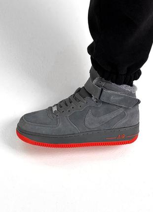 Nike air force 1 high silver red4 фото