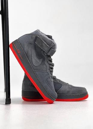 Nike air force 1 high silver red1 фото