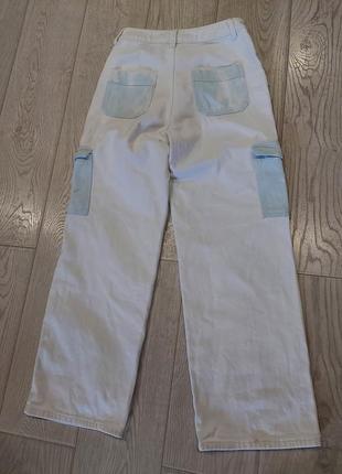 Широкие джинсы палаццо белые со светло-голубыми вставками от shein 44 размер9 фото