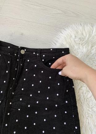 Черная вельветовая мини-юбка в горошек от tu6 фото