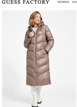 Пуховик зимовий пальто довгий guess жіночий s m женский1 фото