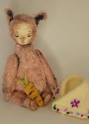Зайка в стилі тедді-дол, інтер'єрна іграшка, плюшевий заєць, купити україна8 фото