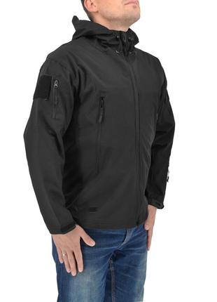 Легкая тактическая летняя куртка (ветровка, парка) с капюшоном warrior wear ja-23 black4 фото