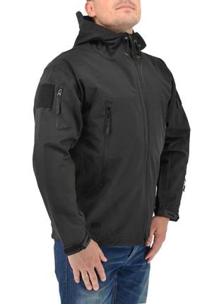 Легкая тактическая летняя куртка (ветровка, парка) с капюшоном warrior wear ja-23 black3 фото