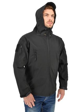 Легкая тактическая летняя куртка (ветровка, парка) с капюшоном warrior wear ja-23 black10 фото