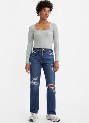 Джинси рвані levi's® premium 501 модель темно сині