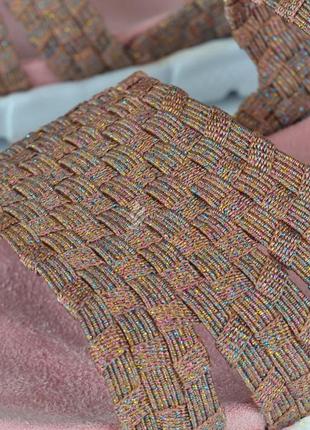 Босоножки женские на платформе sopra текстильные плетение розовые5 фото