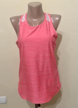 Спортивная майка decathion  коралловая ярко малиновая с сетчатыми вставками  размер s/m