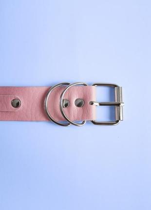 Знижка рожевий неформальний чокер з шипами та кільцями розовый чокер с металлическими кольцами на скобах и шипами скидка4 фото