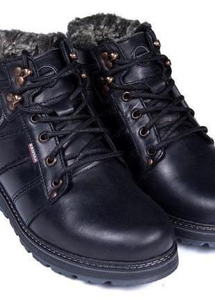 Зимові шкіряні черевики kristan (чорні)