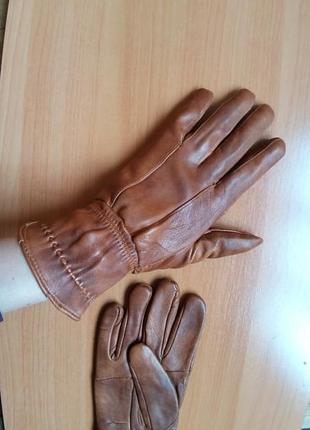 Женские демисезонные перчатки из мягкой натуральной кожи цвета  варёного сгущённого молока2 фото