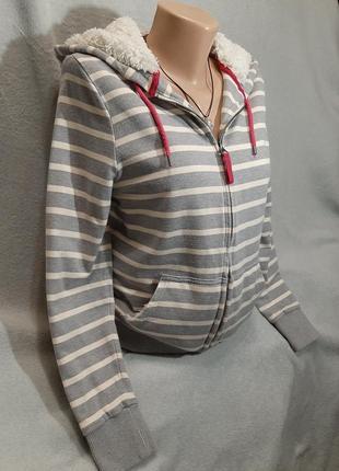 Тепла жіноча кофта, худі, толстовка на блискавці з капюшоном marks&spencer розмір m /uk12