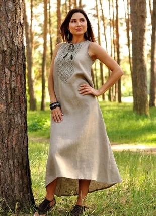 Жіноче плаття-оберіг з натурального льону