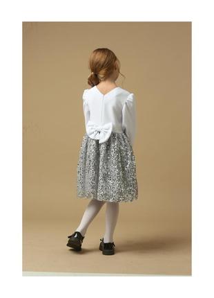 Детское белое нарядное платье с паетками для девочки 2 3 4 5   лет3 фото